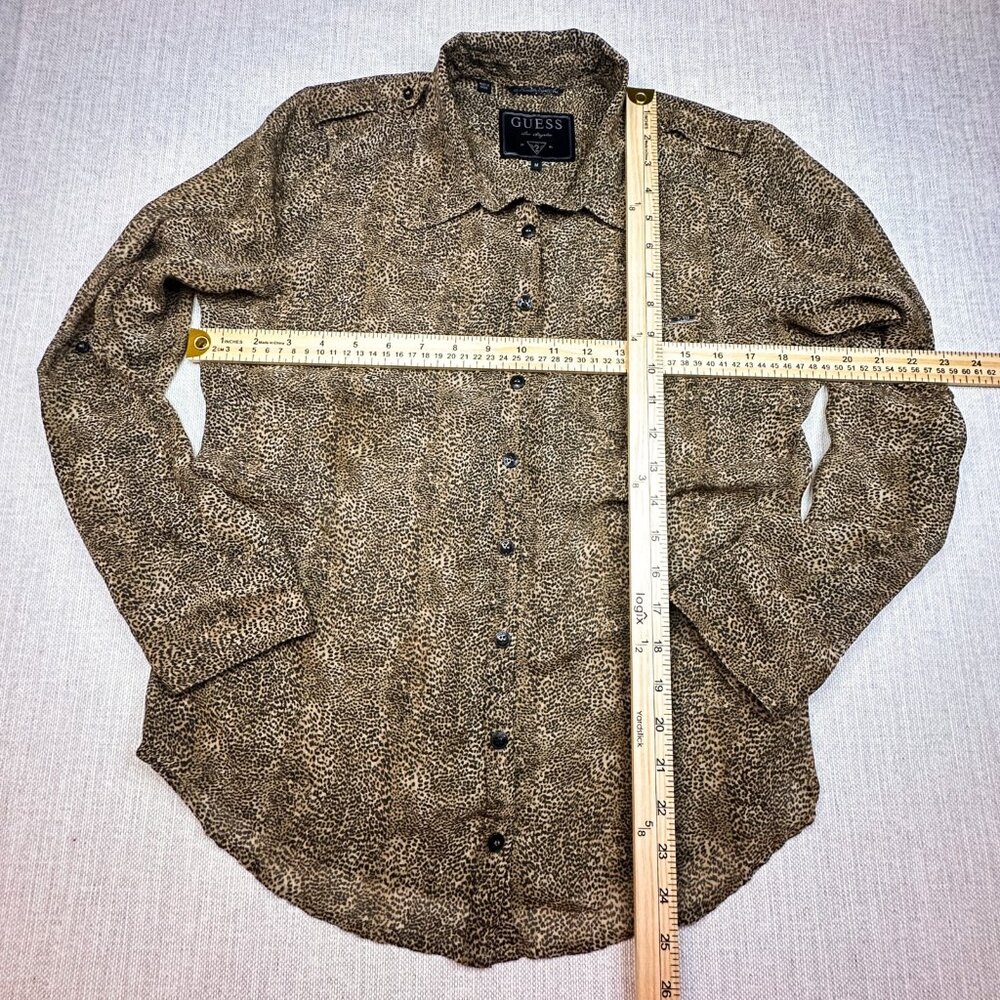 Vintage Guess Los Angeles Leopard Print Button-Up Shirt Y2K Animal Print - SizeM - Picture 2 of 8